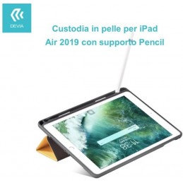 Custodia in pelle per iPad Air 2019 con supporto Pencil Nera