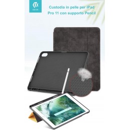 Cover in Pelle con Supporto Pencil per iPad Pro 11 Nera