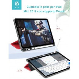 Custodia pelle per iPad Mini 2019 con supporto Pencil Blu