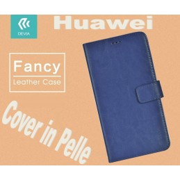Custodia a Libro in Pelle Per Huawei P8 Blu