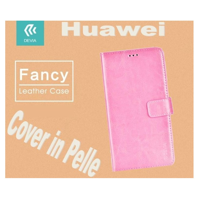 Custodia a Libro in Pelle Per Huawei Y6 2015 Rosa