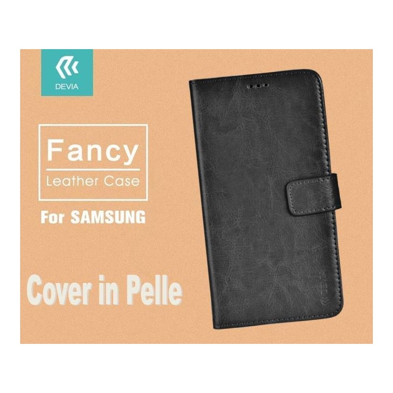 Cover a Libro in Pelle Nera Fancy per Samsung A5 2016